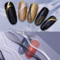 Nail Art Наклейки гнучкі лінії – White-Gold